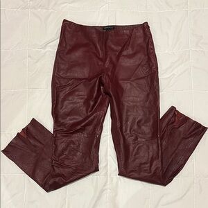 Kenneth Cole Women's Burgundy Leather Flare Pants